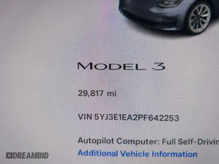 2023 Tesla Model 3 with VIN 5YJ3E1EA2PF642253, listed as a IAAI auction lot 41777160 with 29,817 mi miles. Bid and sale history available at carsss.com. Image 7.