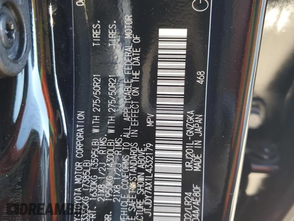 2020 Lexus LX 570 z VIN JTJDY7AX1L4332179, wystawiony jako Copart lot #77017714 z przebiegiem 49 756 mil mil oraz Szkoda całkowita • Salvage title. Historia ofert i sprzedaży dostępna na DreamBid. Obrazek 13.