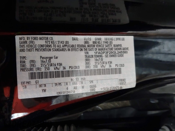 2016 Ford Focus SE with VIN 1FADP3F29GL245580, listed as a IAAI auction lot 41924810 with 111,090 mi miles and . Bid and sale history available at DreamBid. Image 9.