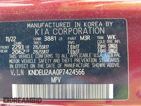 2023 Kia Seltos S z VIN KNDEU2AA0P7424566, wystawiony jako IAAI lot #42166456 z przebiegiem 30 194 mil mil oraz . Historia ofert i sprzedaży dostępna na DreamBid. Obrazek 9.