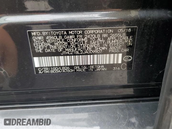 2018 Lexus GS 350 with VIN JTHCZ1BL2JA009907, listed as a Copart auction lot 63621575 with 29,645 mi miles and Salvage title. Bid and sale history available at DreamBid. Image 12.