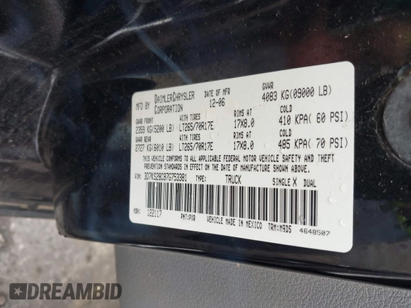 2007 Dodge 2500 SLT с VIN 3D7KS28C87G753381, выставлен на аукционе IAAI как лот 39039516 с пробегом 128 455 миль миль и . История ставок и продаж доступна на DreamBid. Изображение 9.