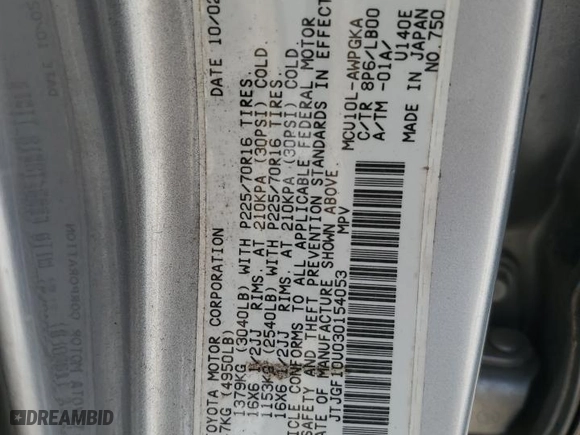 2003 Lexus RX 300 with VIN JTJGF10U030154053, listed as a Copart auction lot 44418205 with 256,735 mi miles and Salvage Title. Bid and sale history available at carsss.com. Image 13.