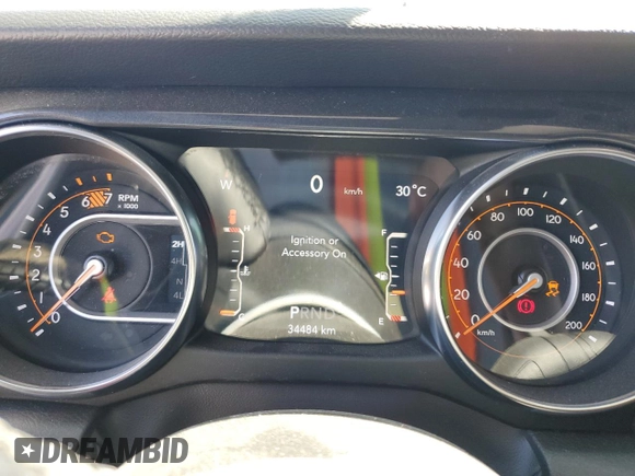2023 Jeep Wrangler Sport S with VIN 1C4HJXDN2PW559717, listed as a Copart auction lot 55007145 with 34,484 mi miles and Clean title. Bid and sale history available at DreamBid. Image 9.