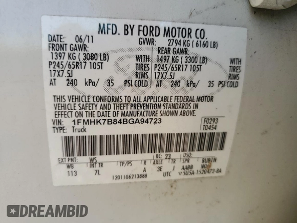 2011 Ford Explorer с VIN 1FMHK7B84BGA94723, выставлен на аукционе Copart как лот 78014104 с пробегом 155 867 миль миль и Списание • Salvage title. История ставок и продаж доступна на DreamBid. Изображение 14.