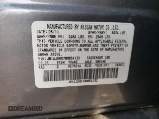 2011 Infiniti EX Journey with VIN JN1AJ0HR7BM854132, listed as a Copart auction lot 85116034 with 56,580 mi miles and Salvage Title. Bid and sale history available at DreamBid. Image 15.
