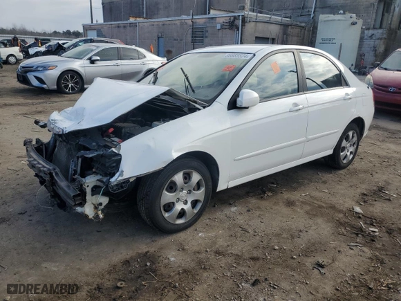 2009 Kia Spectra EX with VIN KNAFE222895664646, listed as a Copart auction lot 86685524 with 186,778 mi miles and Salvage Title. Bid and sale history available at carsss.com. Image 1.