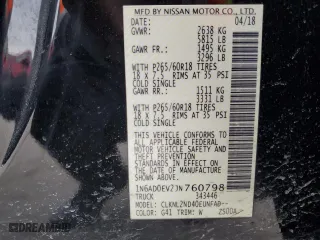 2018 Nissan Frontier SV V6 with VIN 1N6AD0EV2JN760798, listed as a Copart auction lot 44124885 with 104,767 mi miles and Salvage Title. Bid and sale history available at carsss.com. Image 14.