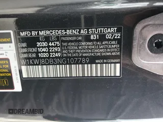 2022 Mercedes-Benz C 300 with VIN W1KWJ8DB3NG107789, listed as a Copart auction lot 59398755 with 63,435 mi miles and Salvage title. Bid and sale history available at DreamBid. Image 12.