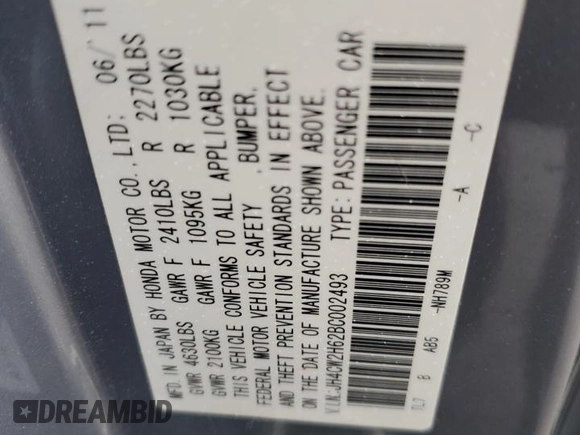 2011 Acura TSX Technology z VIN JH4CW2H62BC002493, wystawiony jako Copart lot #43915615 z przebiegiem 102 225 mil mil oraz Szkoda całkowita • Salvage title. Historia ofert i sprzedaży dostępna na DreamBid. Obrazek 12.