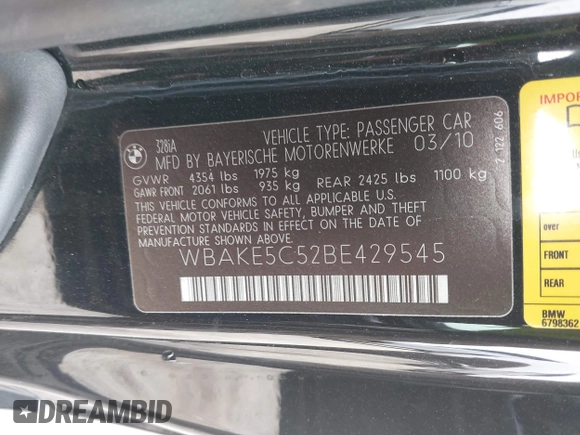 2011 BMW 3 Series 328i z VIN WBAKE5C52BE429545, wystawiony jako IAAI lot #41712599 z przebiegiem 67 746 mil mil oraz . Historia ofert i sprzedaży dostępna na DreamBid. Obrazek 9.