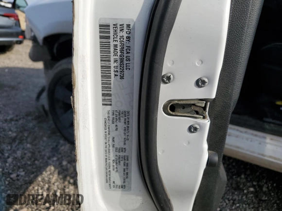 2022 Ram 1500 Tradesman with VIN 1C6RR6FG9NS229736, listed as a Copart auction lot 45634255 with 215,059 mi miles and Salvage title. Bid and sale history available at DreamBid. Image 12.