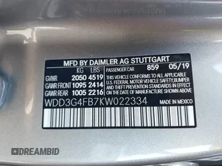 2019 Mercedes-Benz A 220 with VIN WDD3G4FB7KW022334, listed as a IAAI auction lot 41902489 with 80,637 mi miles and . Bid and sale history available at DreamBid. Image 9.