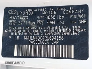 2024 Hyundai Elantra SEL with VIN KMHLM4DG4RU694158, listed as a IAAI auction lot 42451607 with 6,471 mi miles and . Bid and sale history available at DreamBid. Image 9.