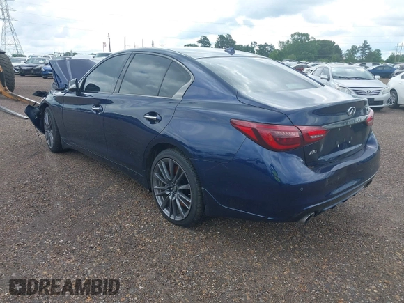 2024 Infiniti Q50 Red Sport 400 with VIN JN1FV7DR3RM680708, listed as a IAAI auction lot 42105449 with 2,681 mi miles and . Bid and sale history available at DreamBid. Image 3.