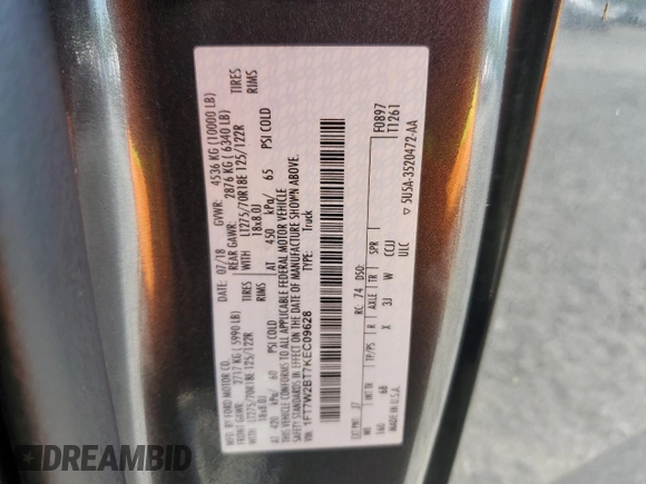 2019 Ford F-250 XL с VIN 1FT7W2BT7KEC09628, выставлен на аукционе Copart как лот 52796325 с пробегом 90 419 миль миль и Списание • Salvage title. История ставок и продаж доступна на DreamBid. Изображение 14.