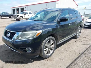 2013 Nissan Pathfinder Platinum with VIN 5N1AR2MN4DC684143, listed as a IAAI auction lot 42628621 with 88,901 mi miles and . Bid and sale history available at DreamBid. Image 2.