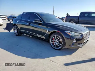 2019 Genesis G70 Advanced with VIN KMTG34LE1KU027824, listed as a Copart auction lot 46900135 with 42,325 mi miles and Salvage title. Bid and sale history available at DreamBid. Image 4.