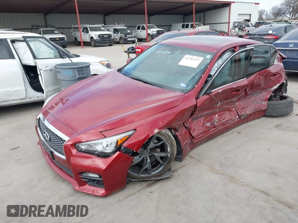 2015 Infiniti Q50 with VIN JN1BV7AP1FM347808, listed as a IAAI auction lot 41781327 with 57,140 mi miles and . Bid and sale history available at carsss.com. Image 18.