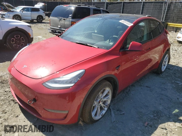 2021 Tesla Model Y Long Range with VIN 5YJYGAEE4MF260627, listed as a Copart auction lot 49091655 with 67,850 mi miles and Salvage Title. Bid and sale history available at DreamBid. Image 1.