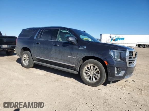 2023 GMC Yukon XL SLT with VIN 1GKS2GKD5PR349418, listed as a Copart auction lot 43635255 with 37,163 mi miles and Salvage Title. Bid and sale history available at DreamBid. Image 4.