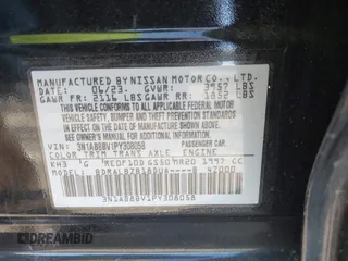 2023 Nissan Sentra S with VIN 3N1AB8BV1PY308058, listed as a IAAI auction lot 41639633 with 9,397 mi miles and . Bid and sale history available at DreamBid. Image 9.