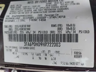 2017 Ford Fusion SE with VIN 3FA6P0HD9HR222003, listed as a IAAI auction lot 42498814 with 113,236 mi miles and . Bid and sale history available at DreamBid. Image 9.