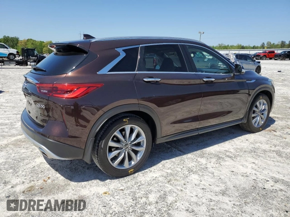 2020 Infiniti QX50 Luxe with VIN 3PCAJ5M15LF110372, listed as a Copart auction lot 48747493 with 27,641 mi miles and . Bid and sale history available at DreamBid. Image 3.