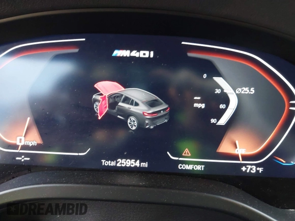 2023 BMW X4 M40i with VIN 5UX43DT02P9T17357, listed as a IAAI auction lot 41683916 with 25,954 mi miles and . Bid and sale history available at DreamBid. Image 7.
