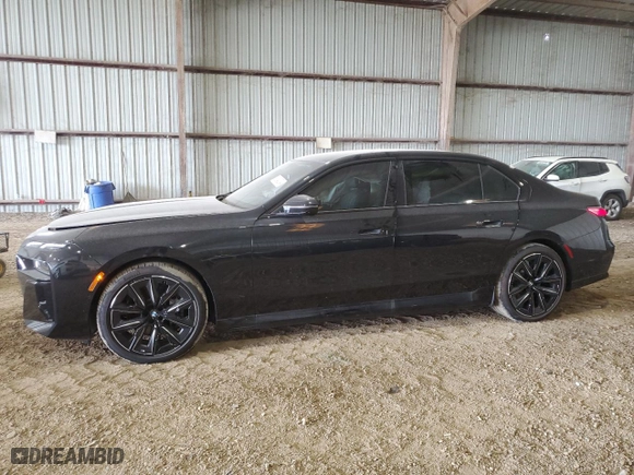 2024 BMW i7 eDrive50 with VIN WBY43EJ08RCS36524, listed as a Copart auction lot 68248234 with 46 mi miles and Salvage Title. Bid and sale history available at carsss.com. Image 1.