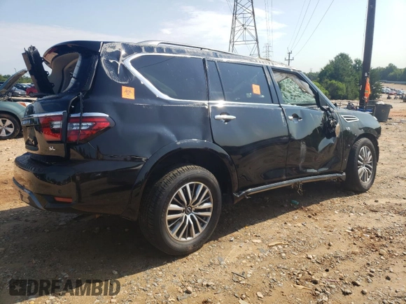 2021 Nissan Armada SL with VIN JN8AY2BB6M9790174, listed as a Copart auction lot 65560834 with Not Provided miles and Salvage Title. Bid and sale history available at carsss.com. Image 3.