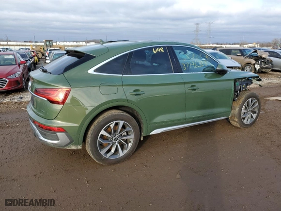 2022 Audi Q5 Sportback S line Premium with VIN WA14AAFY9N2091082, listed as a Copart auction lot 37146023 with NaN miles. Bid and sale history available at carsss.com. Image 3.