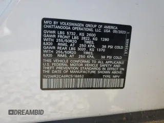 2024 Volkswagen Atlas SE с VIN 1V2WR2CA6RC518852, выставлен на аукционе Copart как лот 56198095 с пробегом 23 173 миль миль и Списание • Salvage title. История ставок и продаж доступна на DreamBid. Изображение 14.