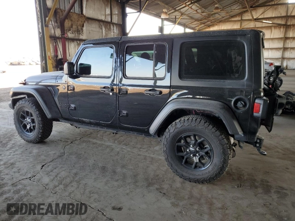 2024 Jeep Wrangler Sport S with VIN 1C4PJXDN3RW107256, listed as a Copart auction lot 43583095 with 17,210 mi miles and Salvage title. Bid and sale history available at DreamBid. Image 2.