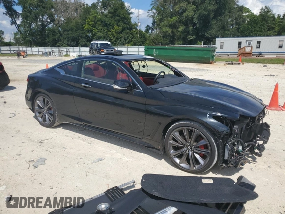 2022 Infiniti Q60 Red Sport 400 with VIN JN1FV7LL7NM680945, listed as a Copart auction lot 69774344 with 9,036 mi miles and Salvage title. Bid and sale history available at DreamBid. Image 4.