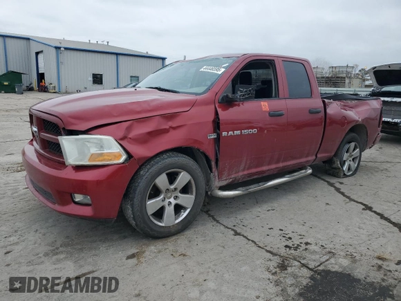 2012 Ram 1500 Express with VIN 1C6RD6FT3CS224217, listed as a Copart auction lot 44446595 with 143,565 mi miles and Salvage title. Bid and sale history available at DreamBid. Image 1.