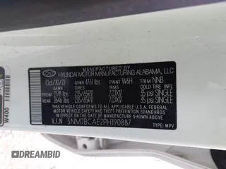 2023 Hyundai Tucson SEL with VIN 5NMJBCAE2PH190887, listed as a IAAI auction lot 41800623 with 32,187 mi miles and . Bid and sale history available at DreamBid. Image 9.