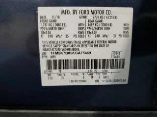2019 Ford Explorer z VIN 1FM5K7B85KGA75469, wystawiony jako Copart lot #83456464 z przebiegiem 85 698 mil mil oraz Szkoda całkowita • Salvage title. Historia ofert i sprzedaży dostępna na DreamBid. Obrazek 14.