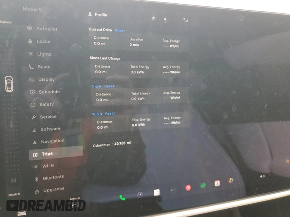 2022 Tesla Model S Plaid with VIN 5YJSA1E69NF461067, listed as a Copart auction lot 50060685 with 46,785 mi miles and Salvage Title. Bid and sale history available at DreamBid. Image 9.