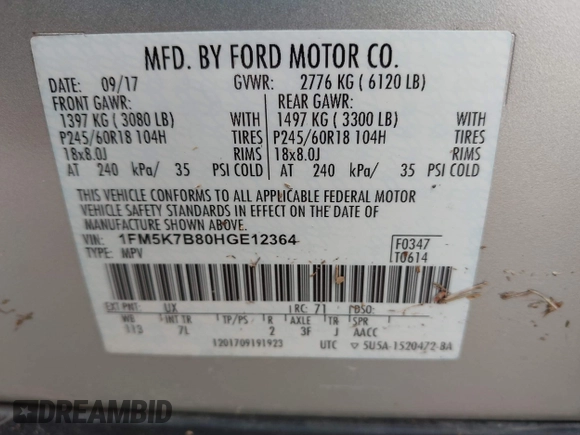 2017 Ford Explorer с VIN 1FM5K7B80HGE12364, выставлен на аукционе IAAI как лот 42131915 с пробегом 111 732 миль миль и . История ставок и продаж доступна на DreamBid. Изображение 9.