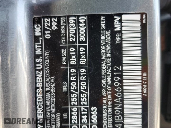 2022 Mercedes-Benz GLE 350 z VIN 4JGFB4JB9NA669912, wystawiony jako Copart lot #57351545 z przebiegiem 41 071 mil mil oraz Szkoda całkowita • Salvage title. Historia ofert i sprzedaży dostępna na DreamBid. Obrazek 13.