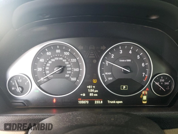 2013 BMW 3 Series 328i with VIN WBA3C1G52DNR46327, listed as a Copart auction lot 49737145 with 105,670 mi miles and Salvage Title. Bid and sale history available at DreamBid. Image 9.