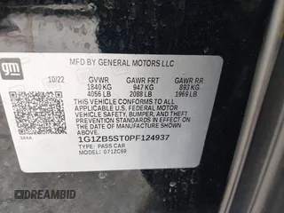 2023 Chevrolet Malibu LS with VIN 1G1ZB5ST0PF124937, listed as a IAAI auction lot 41868219 with 50,851 mi miles and . Bid and sale history available at DreamBid. Image 9.