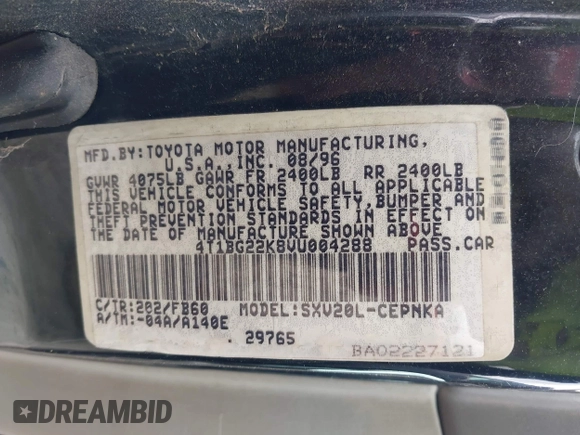1997 Toyota Camry LE с VIN 4T1BG22K8VU004288, выставлен на аукционе IAAI как лот 42358520 с пробегом 273 047 миль миль и . История ставок и продаж доступна на DreamBid. Изображение 9.
