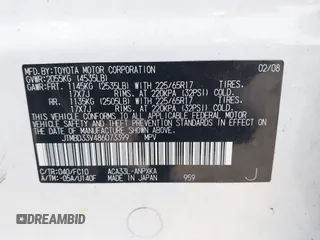 2008 Toyota RAV4 с VIN JTMBD33V486073399, выставлен на аукционе IAAI как лот 42472991 с пробегом 208 056 миль миль и . История ставок и продаж доступна на DreamBid. Изображение 9.