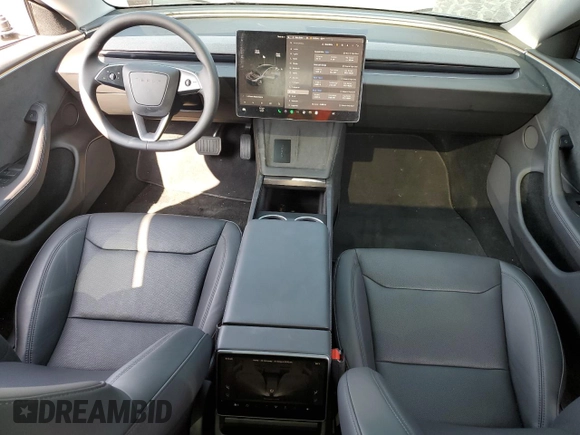 2025 Tesla Model 3 Long Range with VIN 5YJ3E1EB0SF902974, listed as a Copart auction lot 59728245 with 6,398 mi miles and Salvage title. Bid and sale history available at DreamBid. Image 8.