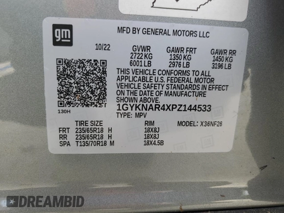 2023 Cadillac XT5 FWD Luxury z VIN 1GYKNAR4XPZ144533, wystawiony jako Copart lot #74734164 z przebiegiem Nie podano mil oraz Nie do naprawy • Non repairable. Historia ofert i sprzedaży dostępna na DreamBid. Obrazek 14.