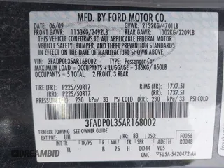 2010 Ford Fusion Hybrid with VIN 3FADP0L35AR168002, listed as a IAAI auction lot 42090134 with 147,831 mi miles. Bid and sale history available at carsss.com. Image 9.