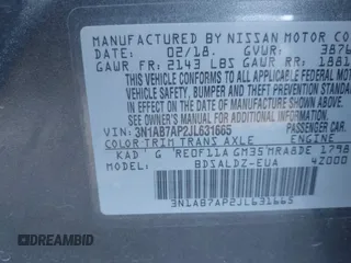 2018 Nissan Sentra SV with VIN 3N1AB7AP2JL631665, listed as a IAAI auction lot 41792874 with 93,032 mi miles. Bid and sale history available at carsss.com. Image 9.