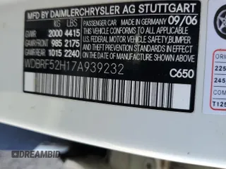 2007 Mercedes-Benz C 230 Sport с VIN WDBRF52H17A939232, выставлен на аукционе Copart как лот 54757705 с пробегом 166 016 миль миль и Списание • Salvage title. История ставок и продаж доступна на DreamBid. Изображение 13.